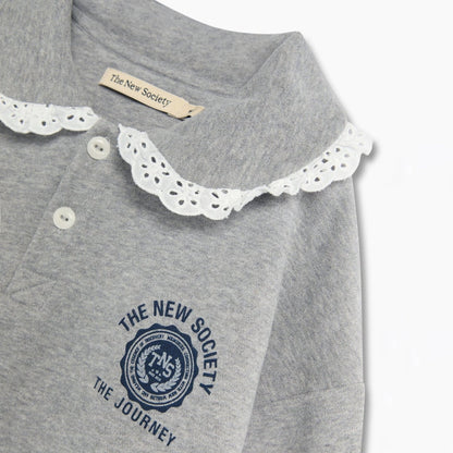 女童灰色棉Polo卫衣
