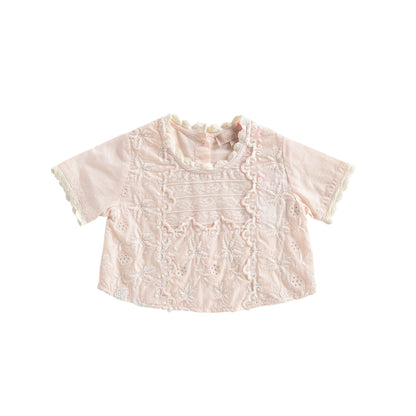 女童浅粉色棉衬衫