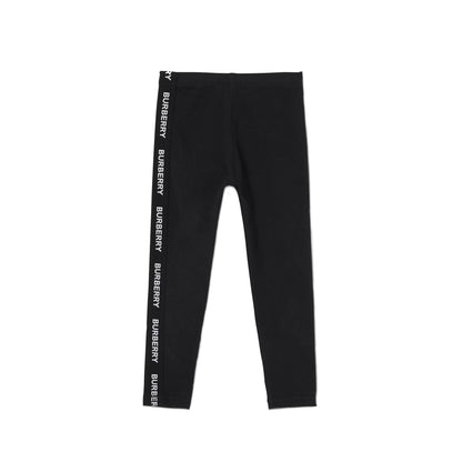 Girls Black Logo Cotton Trousers