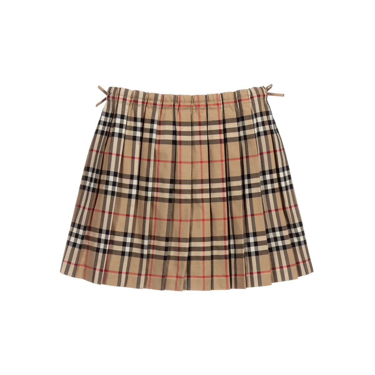 Girls Beige Check Cotton Skirt