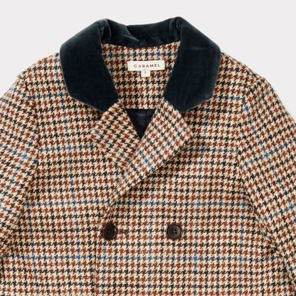 Boys & Girls Beige Wool Check Wool Coat