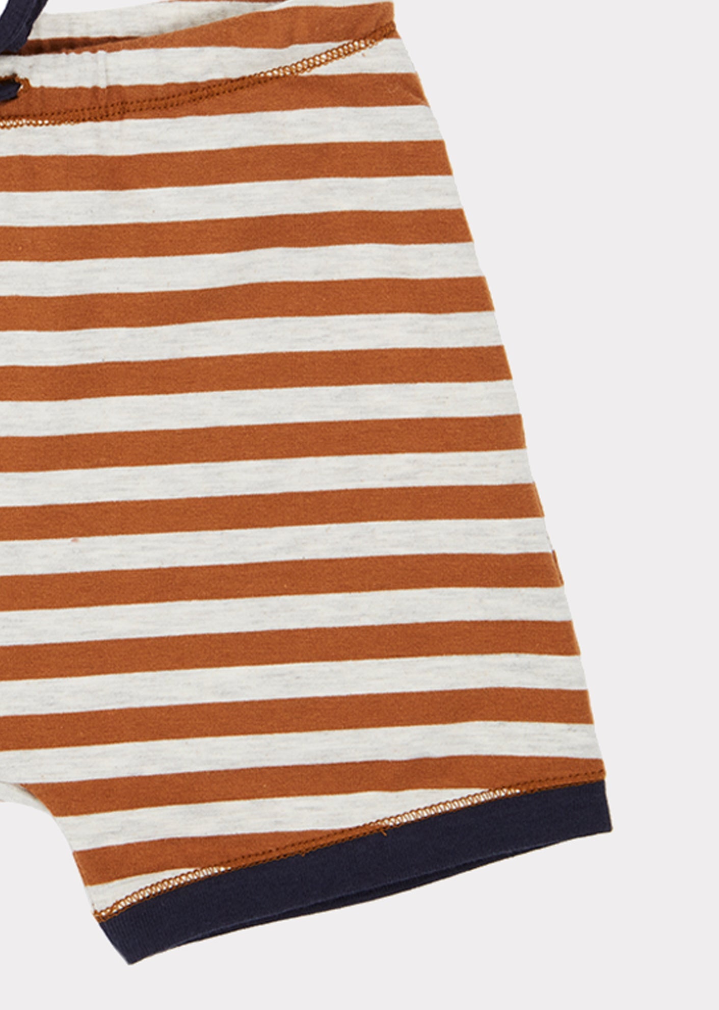 女童棕色条纹棉短裤