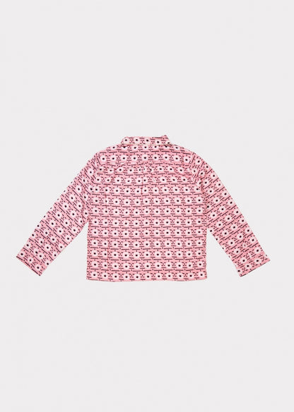 Girls Pink Printed Woven Shirt