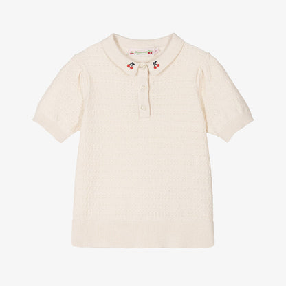 女童白色棉Polo衫