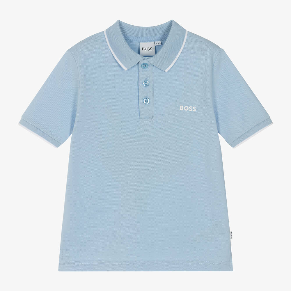 男童浅蓝色棉Polo衫