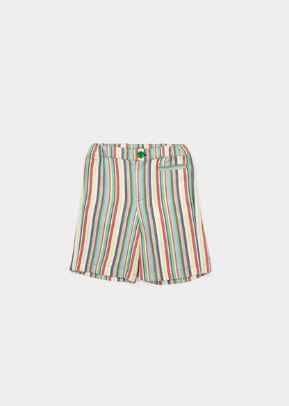 Girls Multi Stripe Cotton Woven Shorts