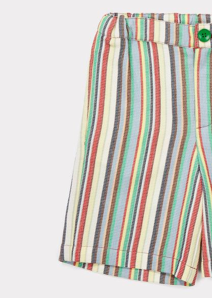 Girls Multi Stripe Cotton Woven Shorts