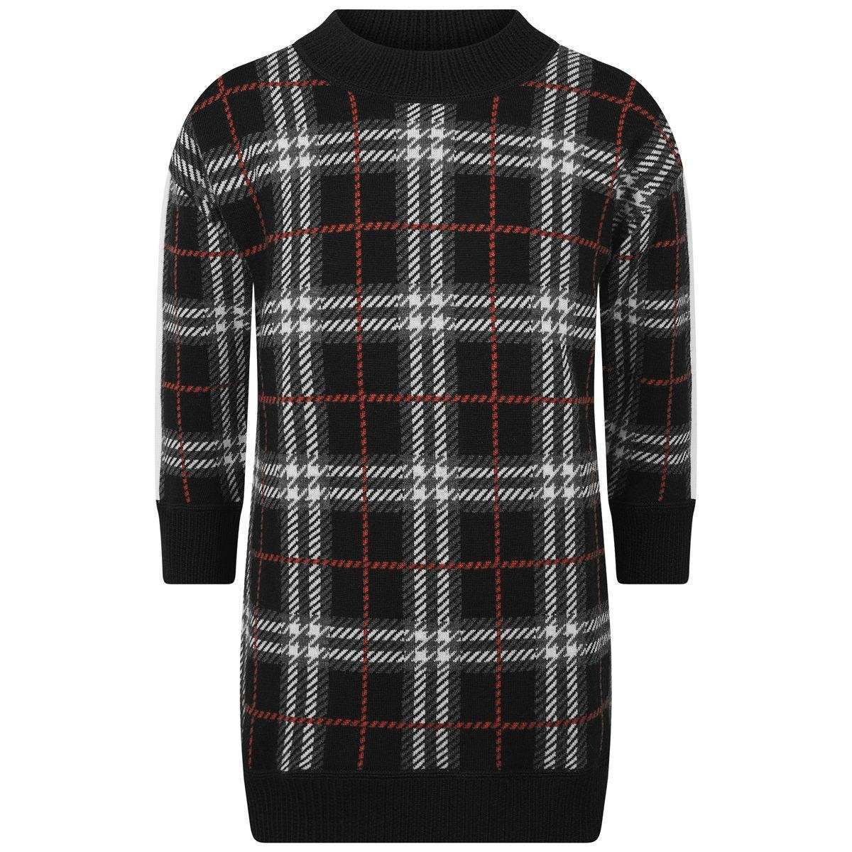 Girls Black Check Wool Dress