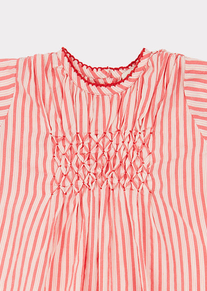 女婴粉色条纹连衣裙
