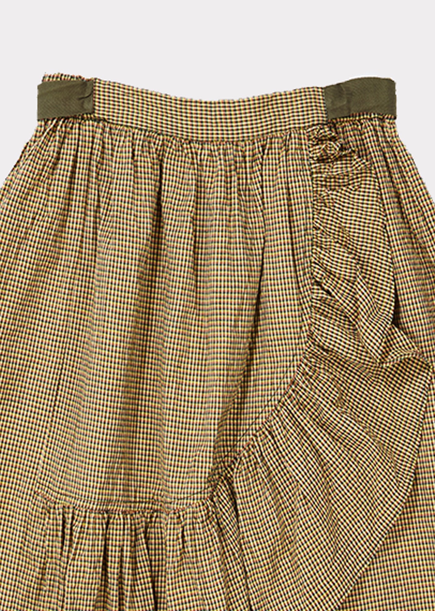 女童卡其色格子棉短裙