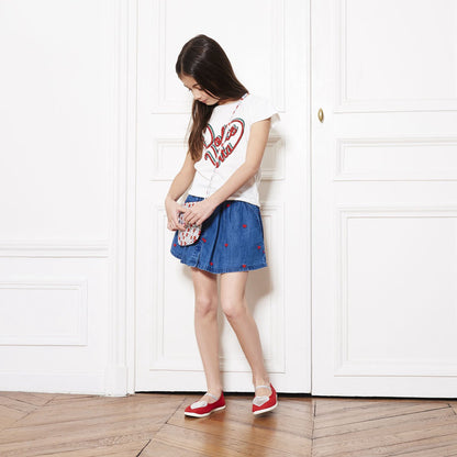 Girls Denim Blue Cotton Skirt