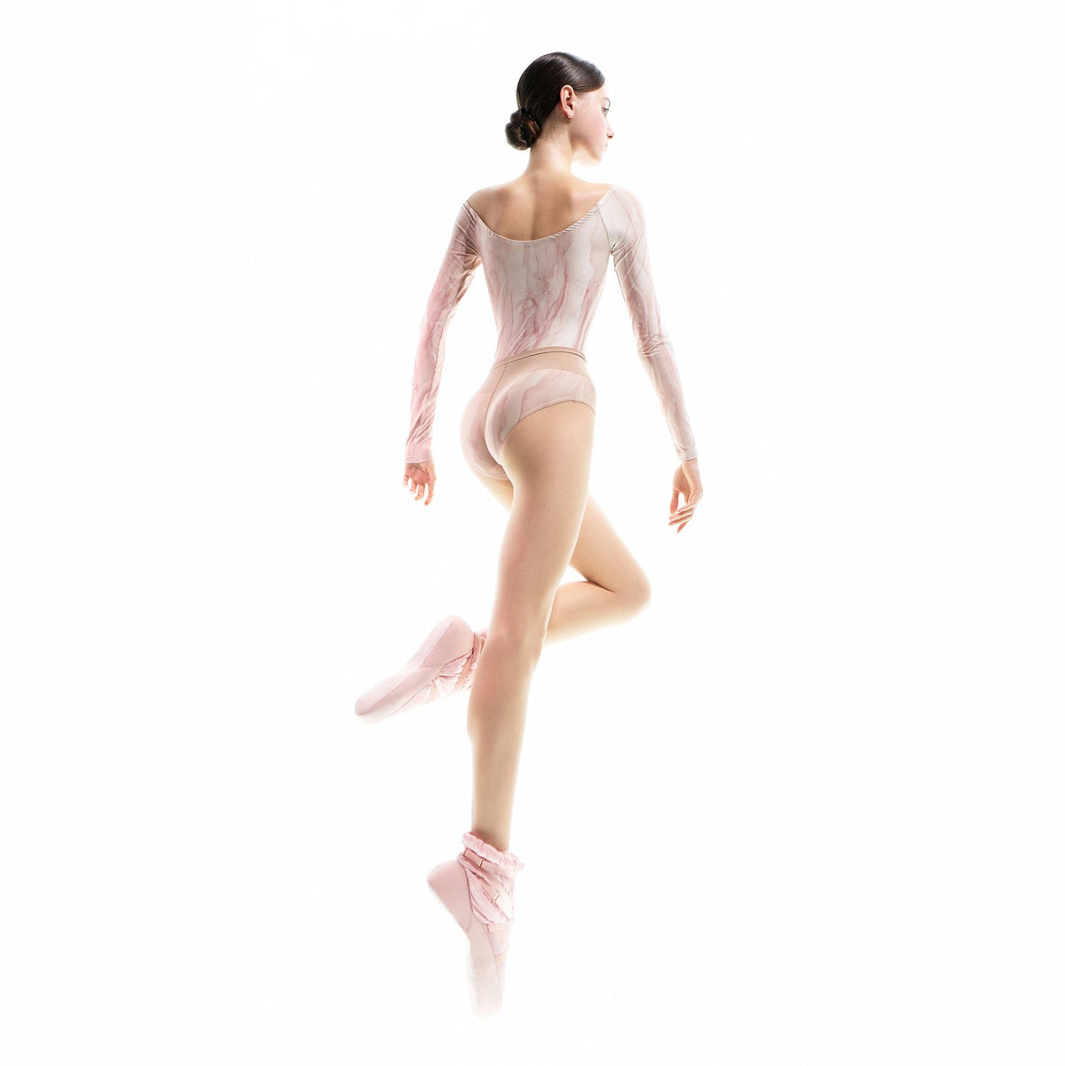女士浅粉色船领芭蕾舞连体衣