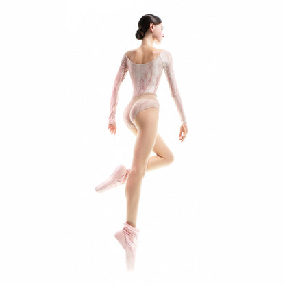 女士浅粉色船领芭蕾舞连体衣
