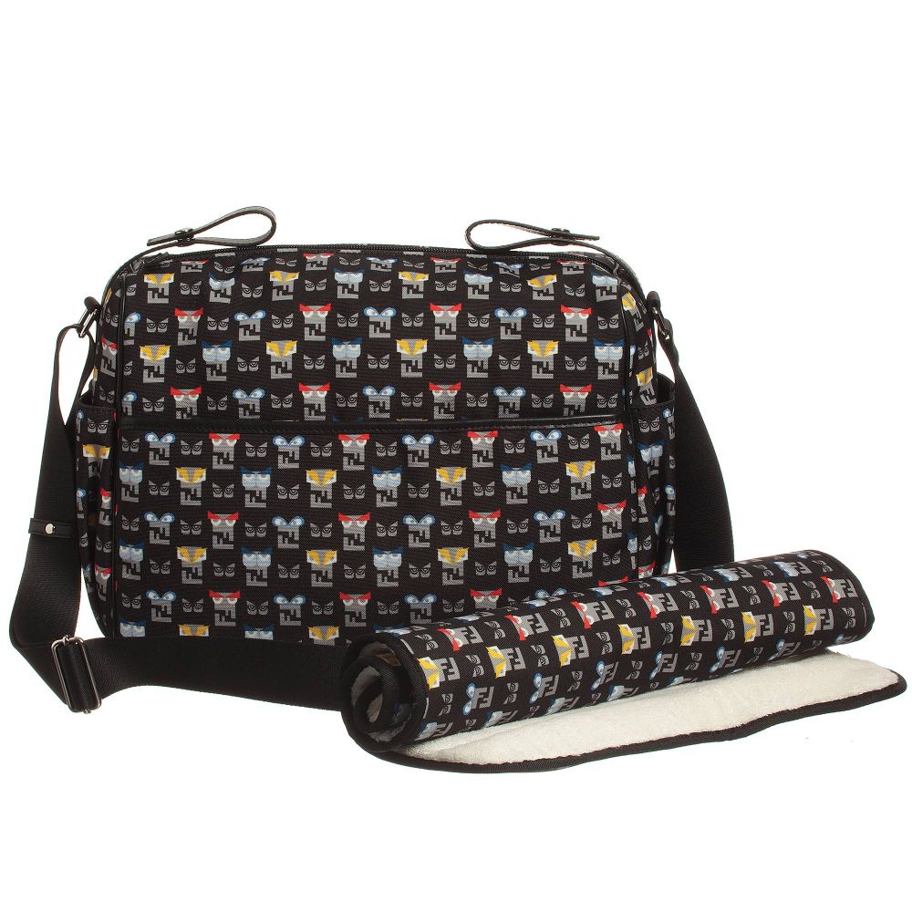 Black Monster Logo Print Baby Changing Bag (WIDTH 32CM)