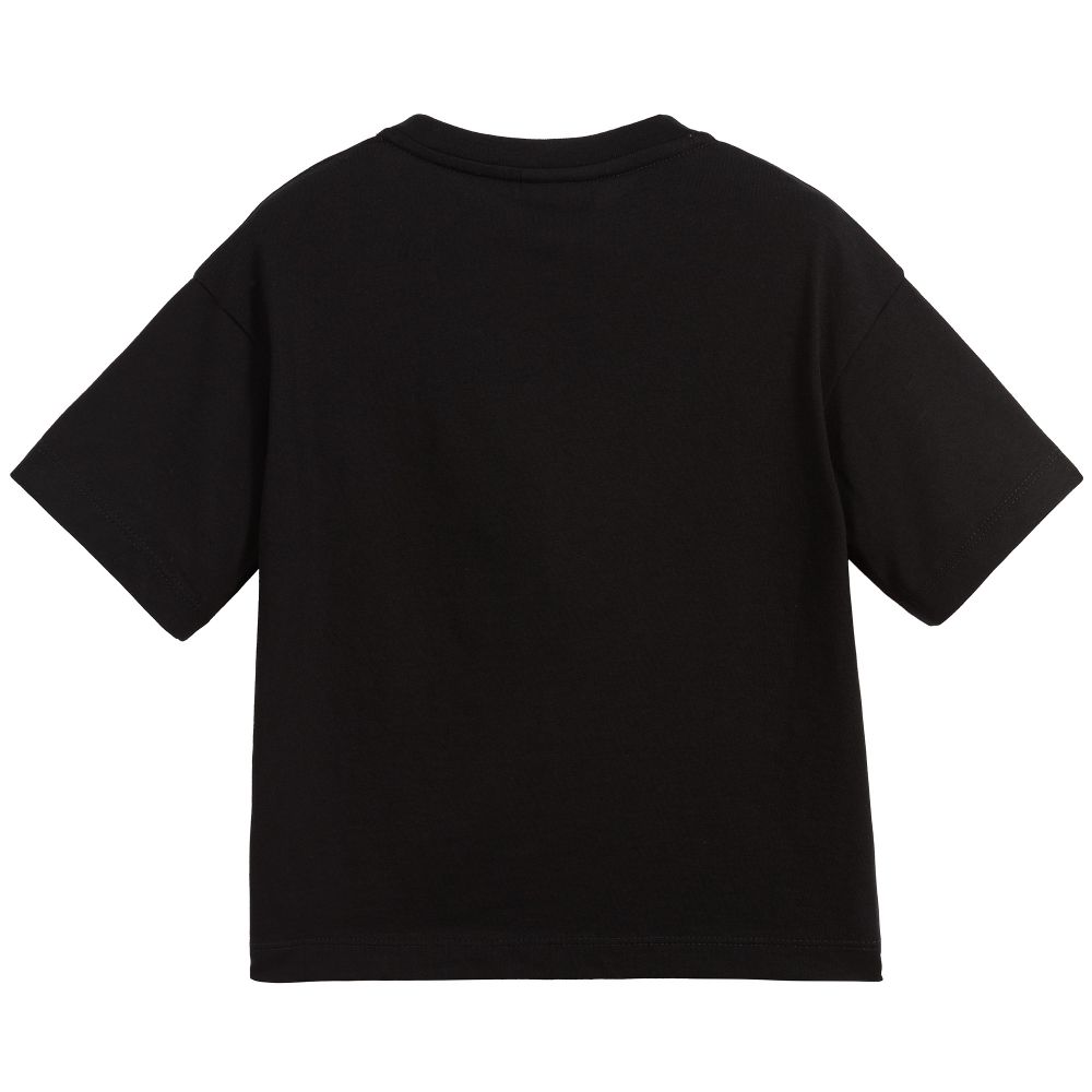 Boys Black Cotton Logo T-Shirt