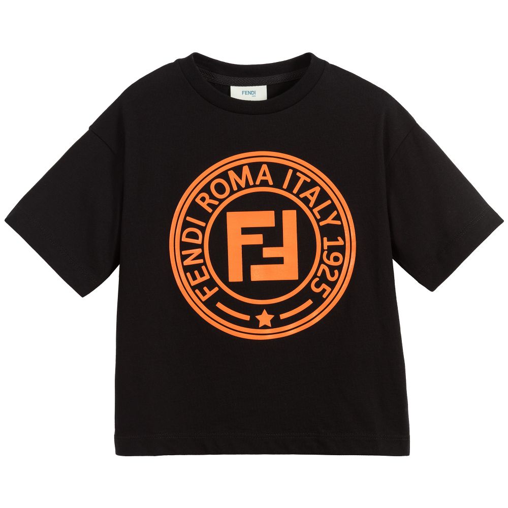 Boys Black Cotton Logo T-Shirt