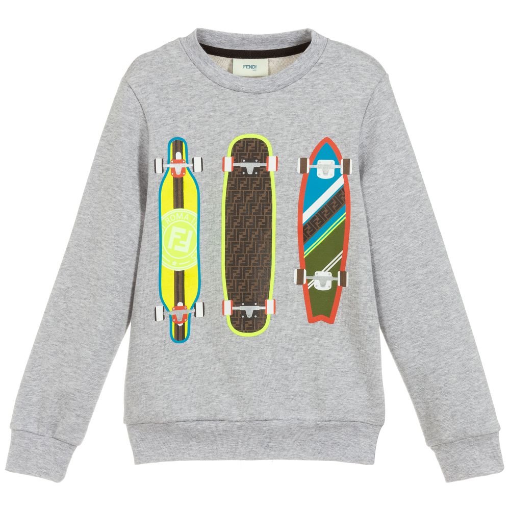 Boys Grey Skateboard Sweater