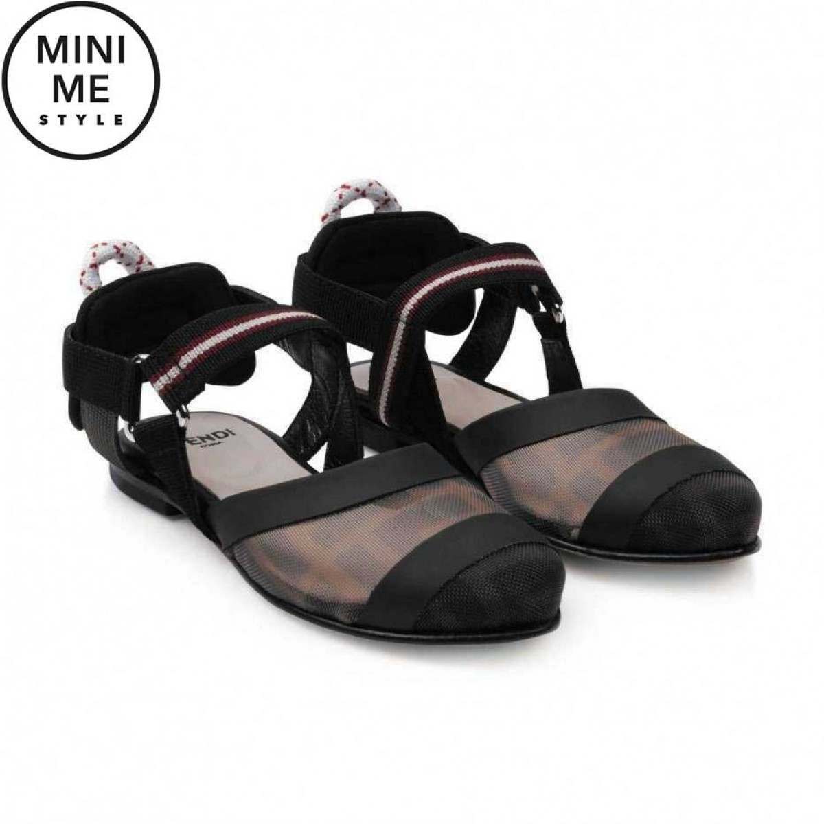 Girls Black & Beige FF Slingback Shoes