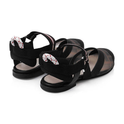 Girls Black & Beige FF Slingback Shoes