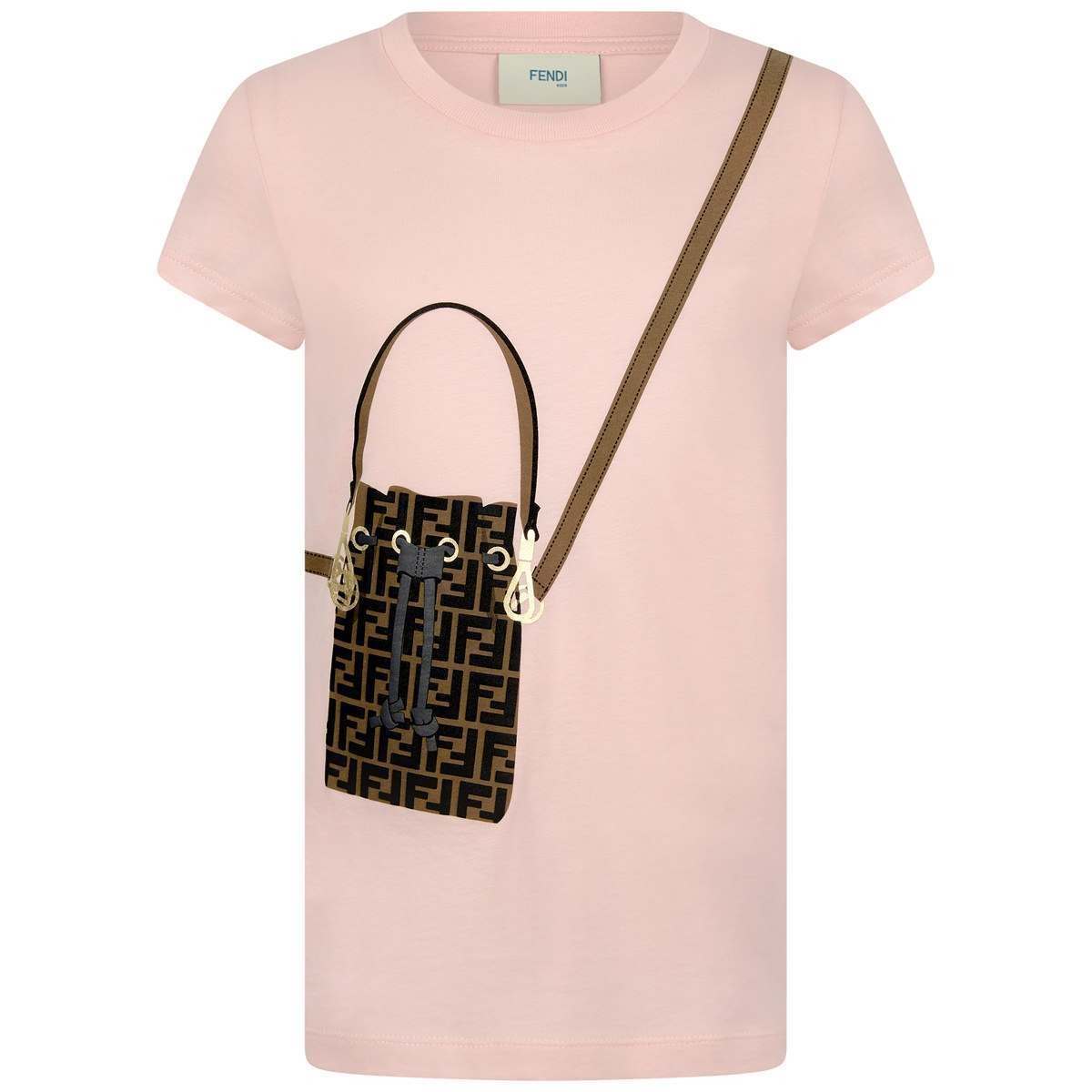 Girls Pink Cotton Jersey Bag Print T-Shirt