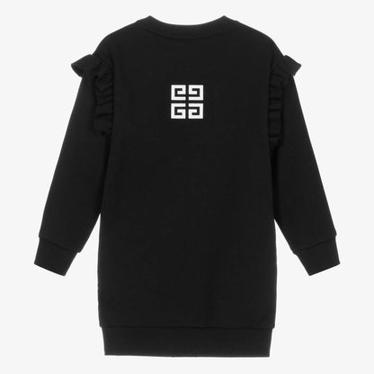 女童黑色Logo棉连衣裙