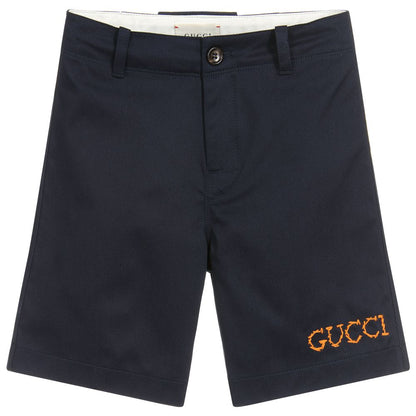 Boys Navy Cotton Shorts