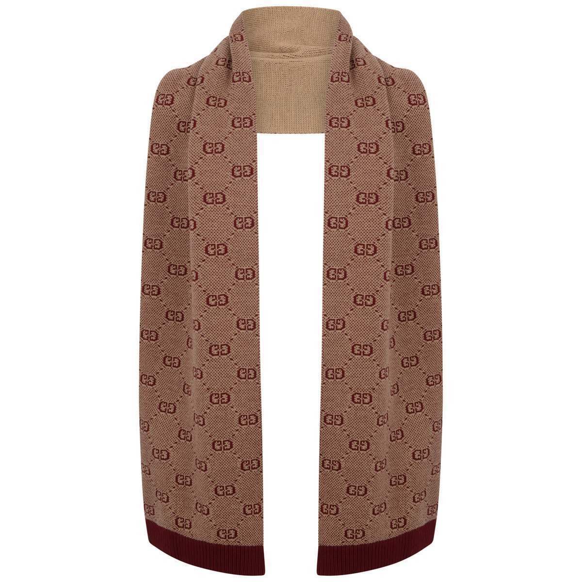 Burgundy Wool & Cotton GG Scarf