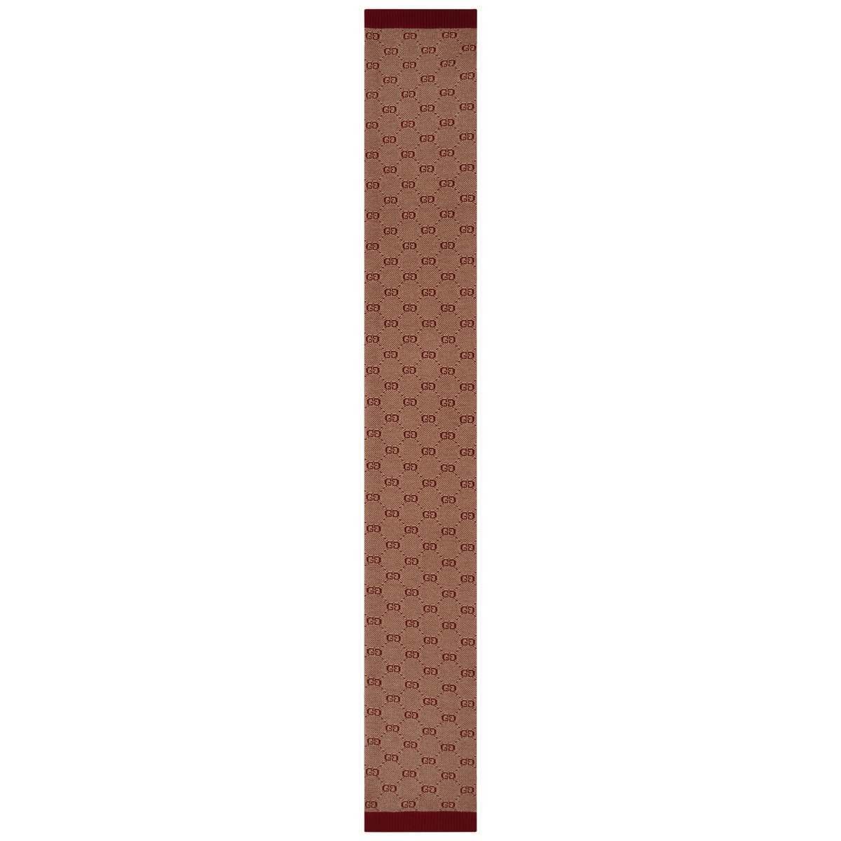 Burgundy Wool & Cotton GG Scarf