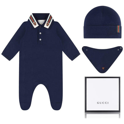 Baby Boys Navy Cotton Gift Set (3 Piece)