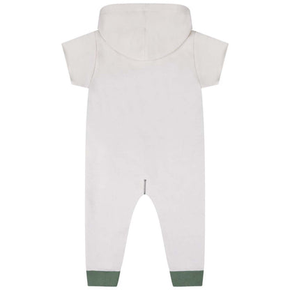 男婴象牙白&绿色棉工作服