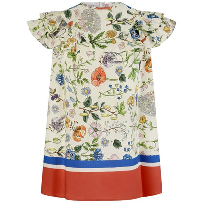 *EXCLUSIVE* Girls Ivory Cotton Floral Dress