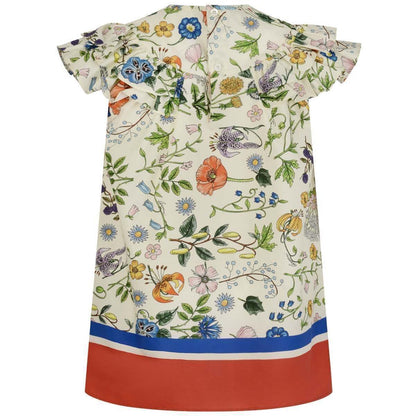 *EXCLUSIVE* Girls Ivory Cotton Floral Dress
