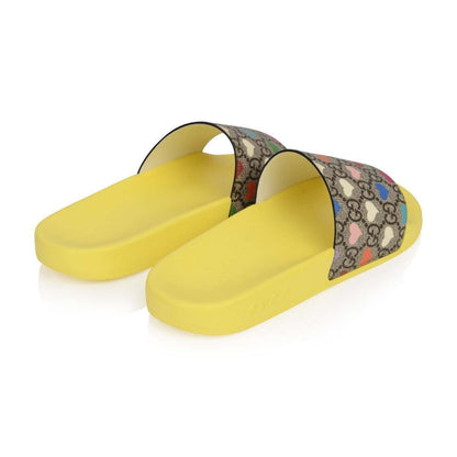 Girls Beige GG Heart Sliders