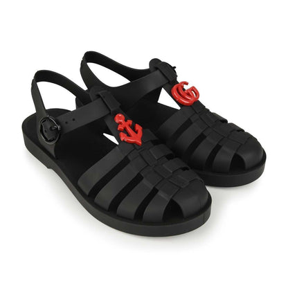 Black Anchor Rubber Sandals
