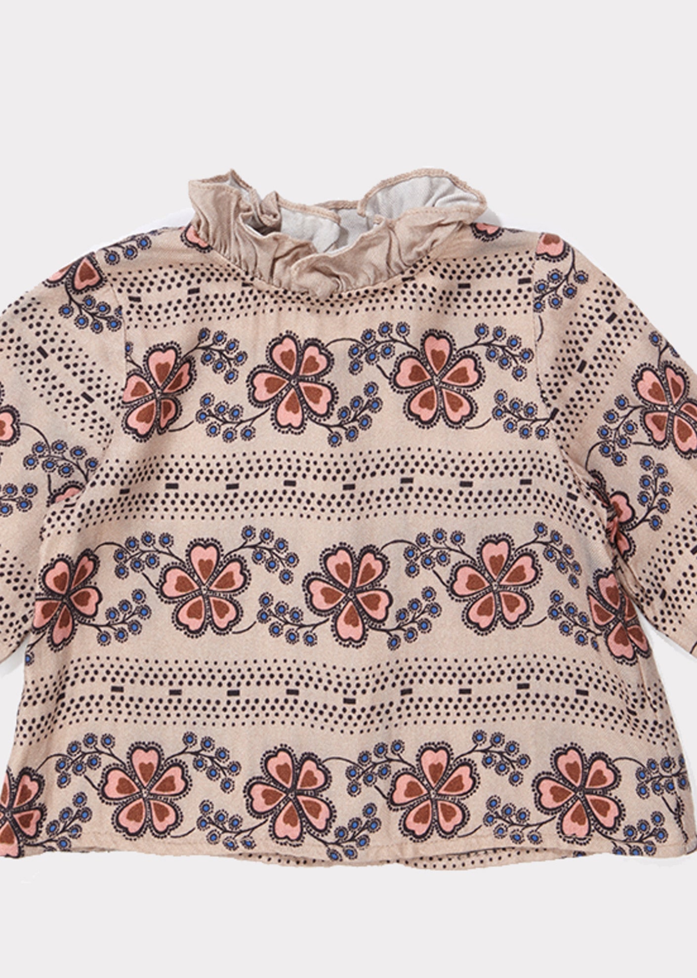 女婴浅棕色花朵印花上衣