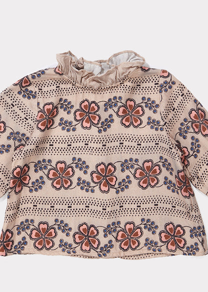 女婴浅棕色花朵印花上衣