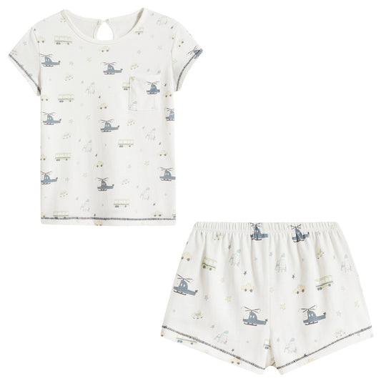 男童交通工具印花分体睡衣