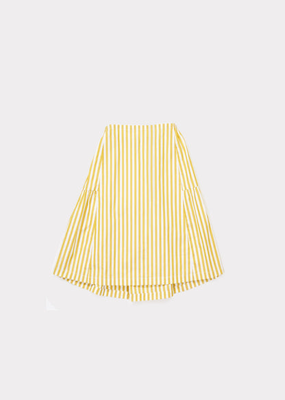 Girls Yellow Stripe Cotton Woven Skirt