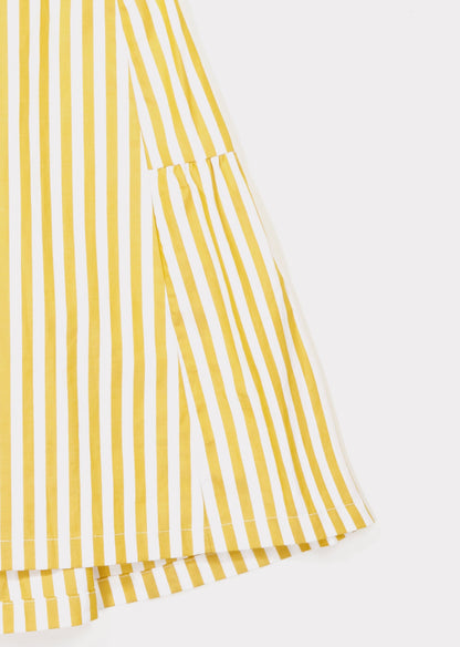 Girls Yellow Stripe Cotton Woven Skirt