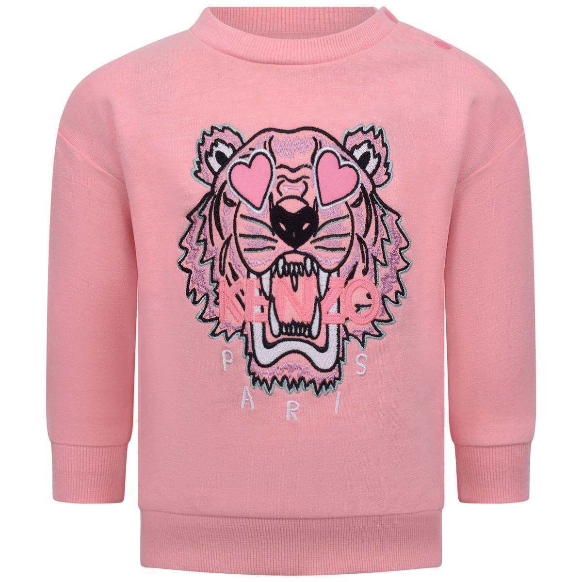 Baby Girls Neon Pink Cotton Tiger Sweater