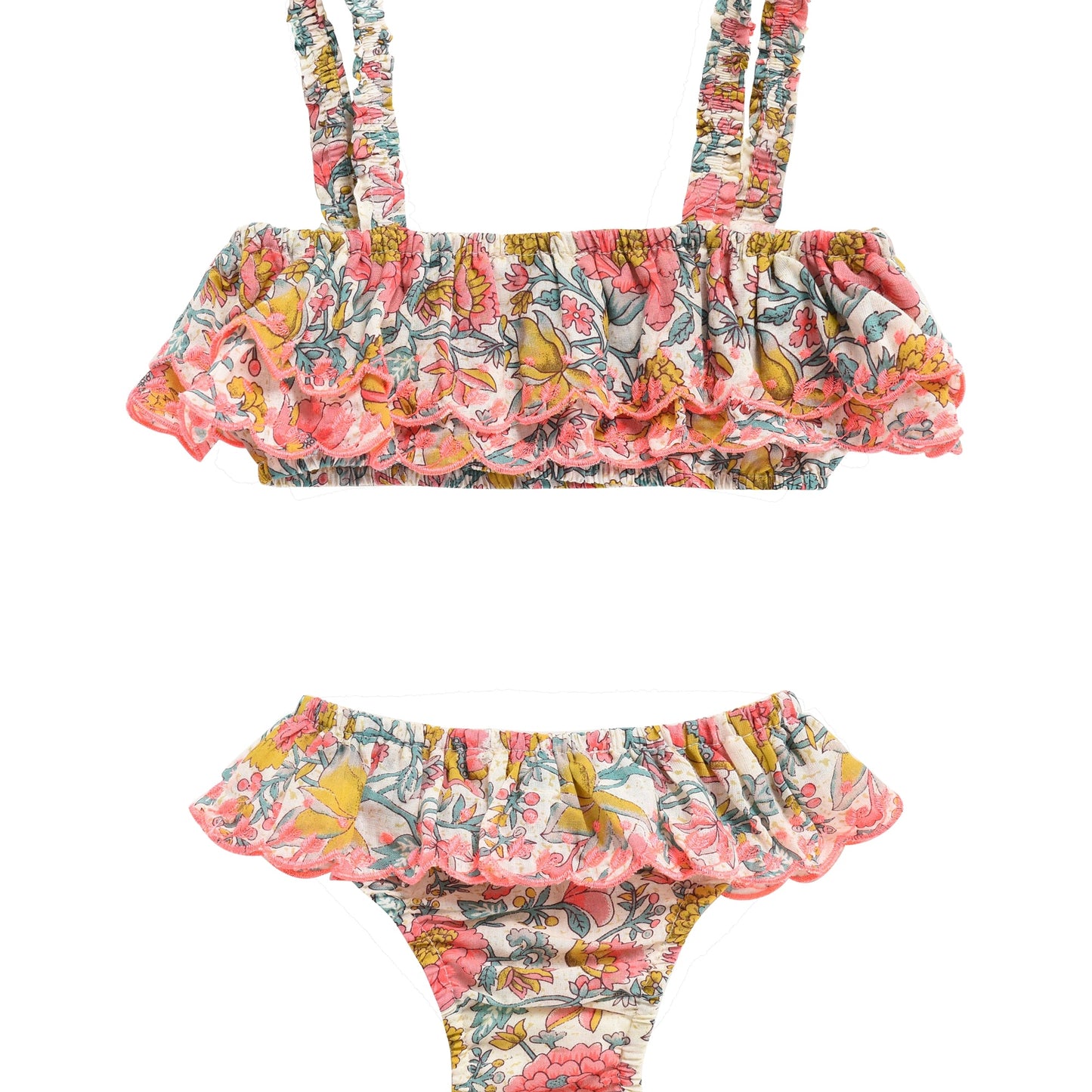 Girls Multi Flowers Cotton Bikini