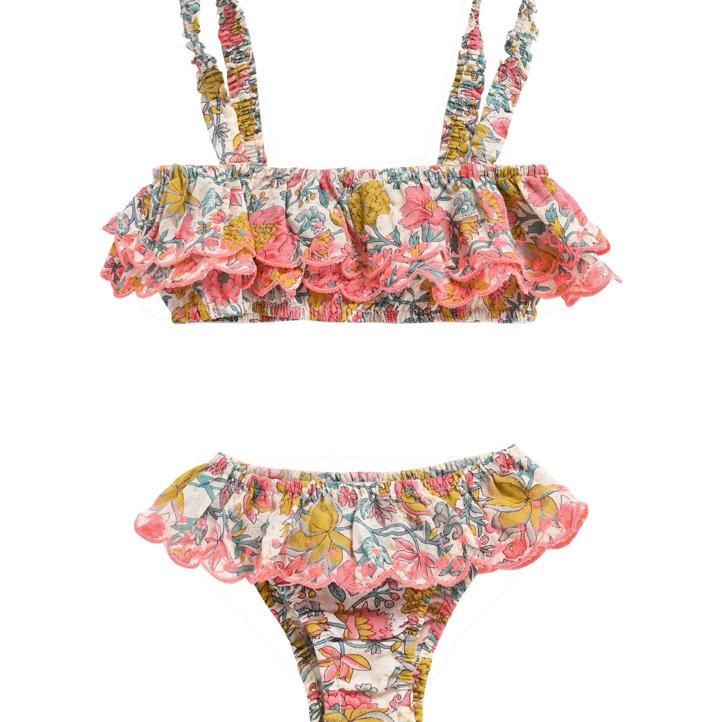 Girls Multi Flowers Cotton Bikini