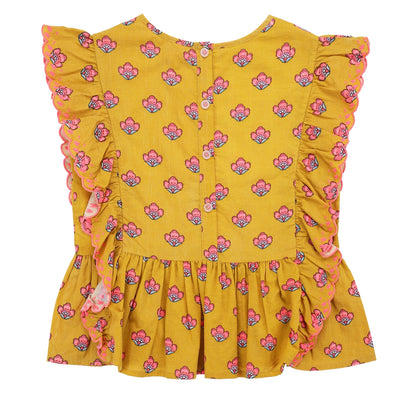 Girls Safran Flowers Cotton Top