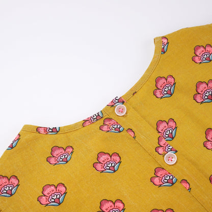 Girls Safran Flowers Cotton Top