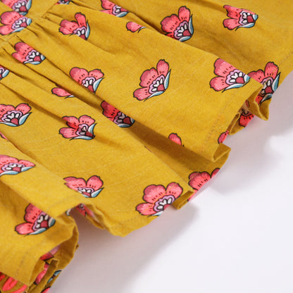 Girls Safran Flowers Cotton Top