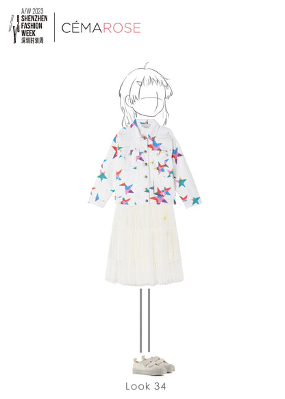 女童白色Logo短裙