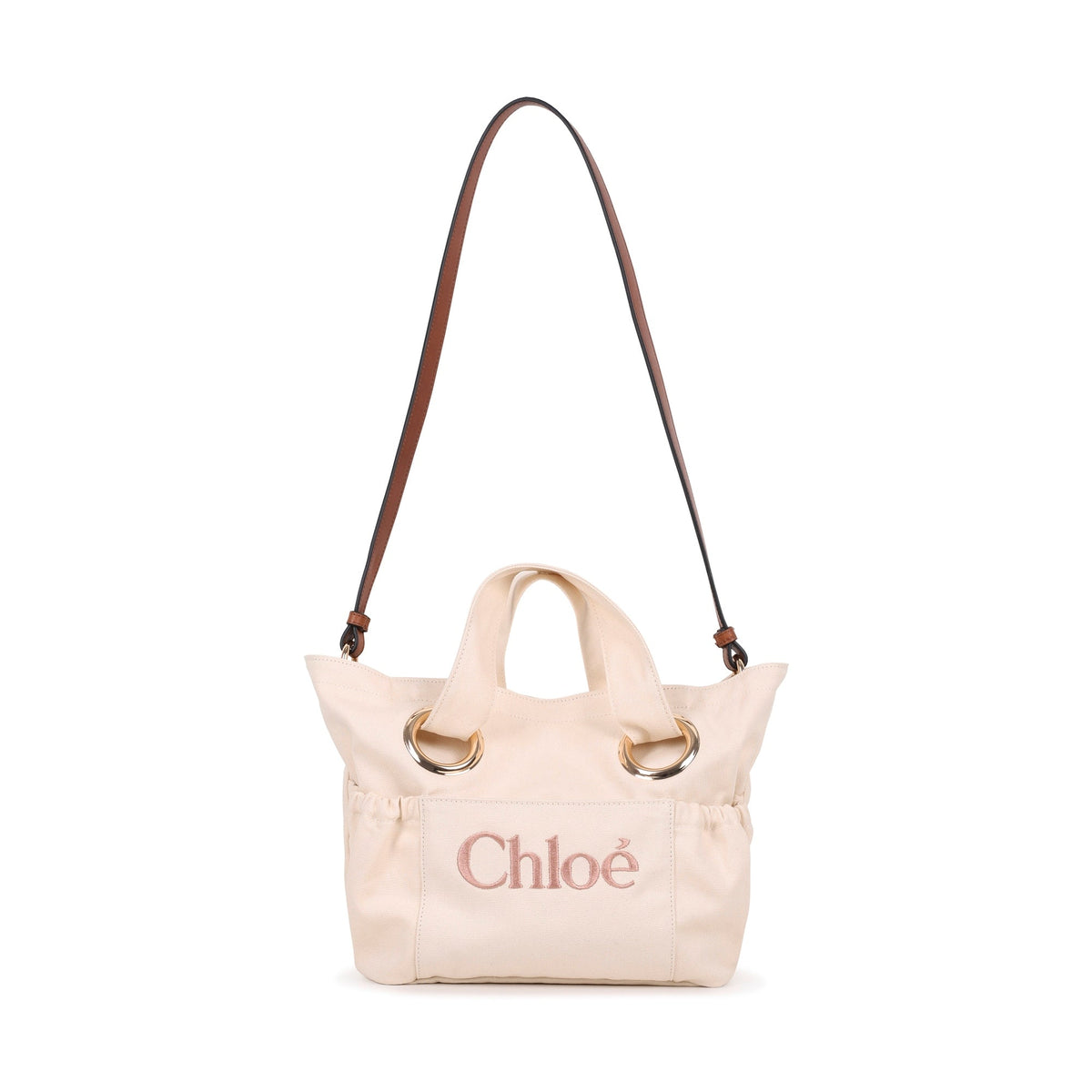 女童米白色刺绣Logo手提包(W40 x H25 x D12cm)