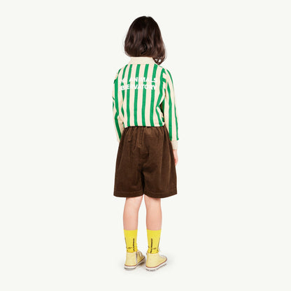 儿童绿色条纹棉Polo衫