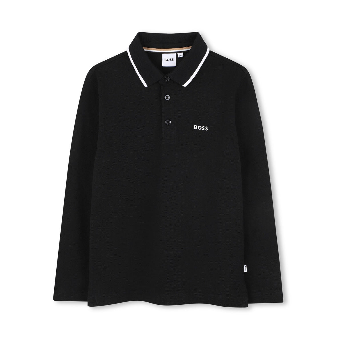 男童黑色Logo棉Polo衫