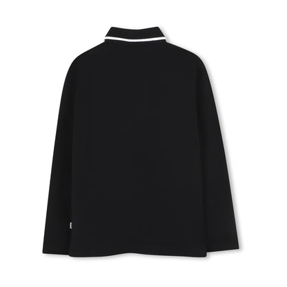 男童黑色Logo棉Polo衫